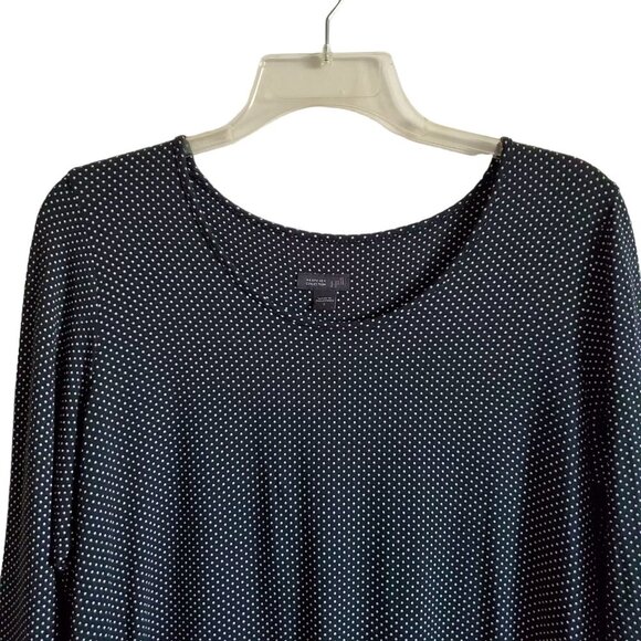 J Jill Tunic Blouse Scoop Neck  Black with Tiny Polka Dots Rayon Blend Small - Picture 3 of 13